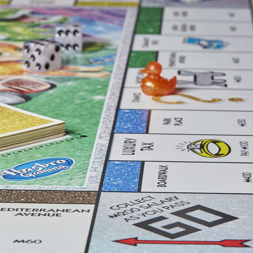 Monopoly Sparkle Edition Board Game Glittery Pearlescent Dice Hasbro