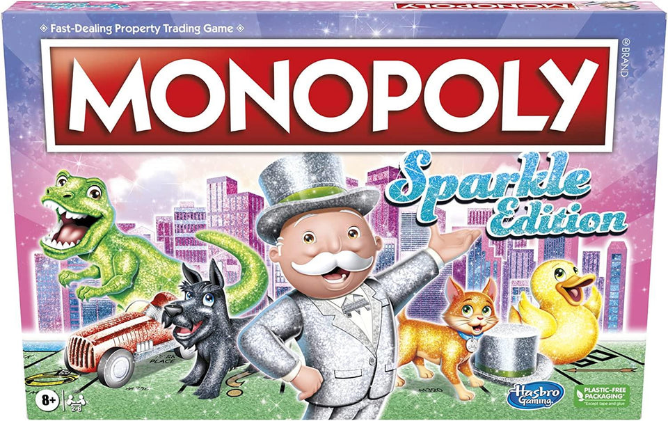 Monopoly Sparkle Edition Board Game Glittery Pearlescent Dice Hasbro
