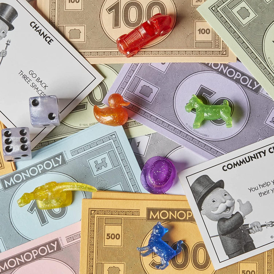Monopoly Sparkle Edition Board Game Glittery Pearlescent Dice Hasbro