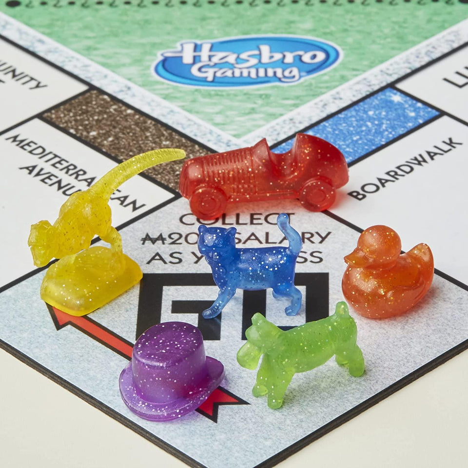 Monopoly Sparkle Edition Board Game Glittery Pearlescent Dice Hasbro