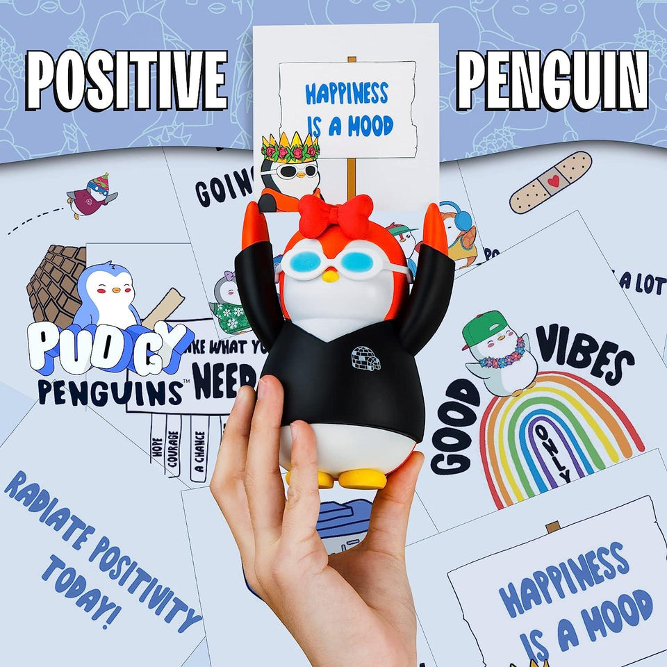 Pudgy Penguins Positive Affirmation Sign Card Holder Desk Red Forever Friend Good Vibes Friend