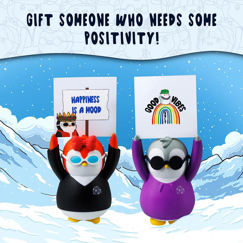 Pudgy Penguins Positive Affirmation Sign Card Holder Desk Red Forever Friend Good Vibes Friend