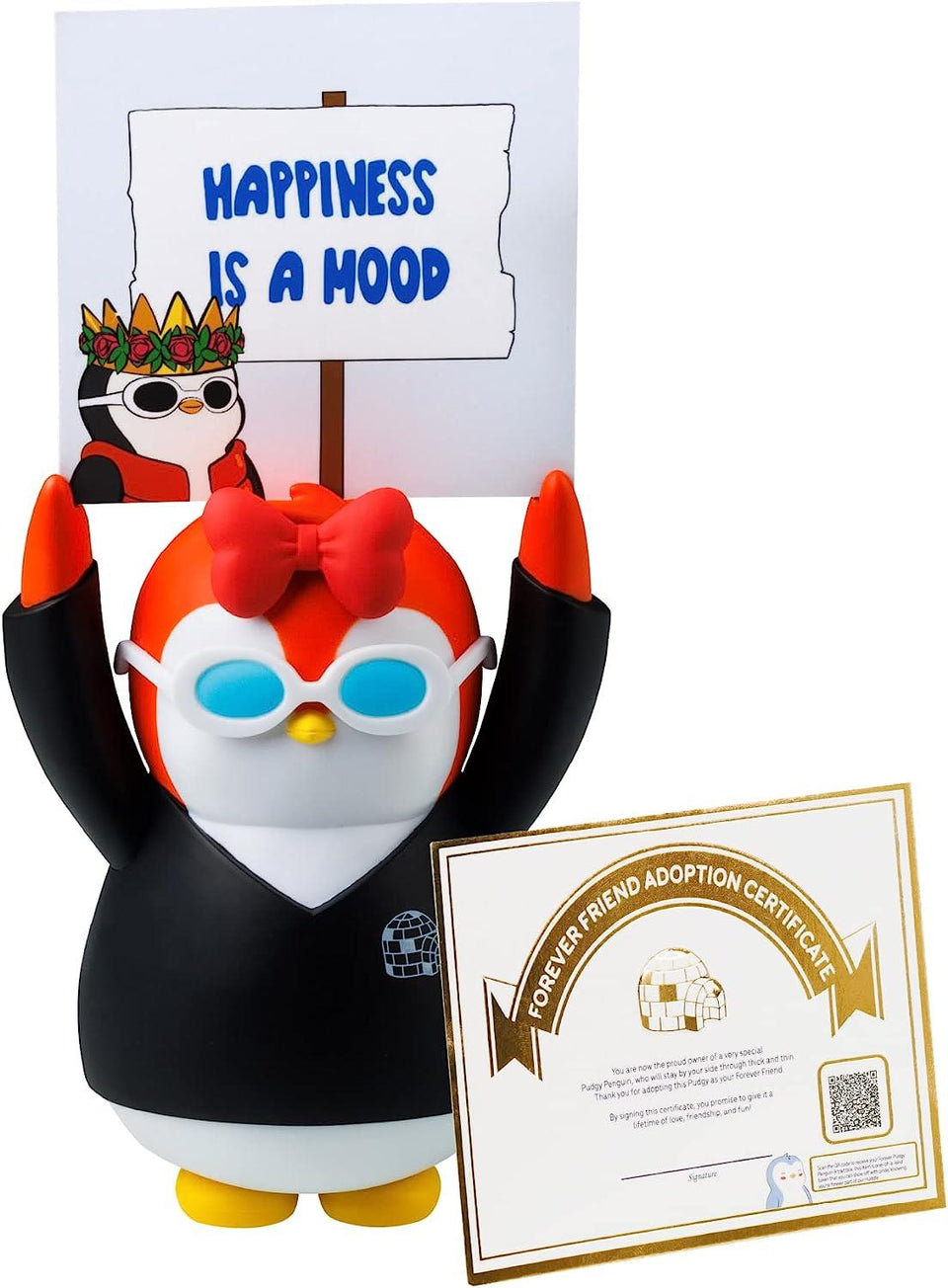 Pudgy Penguins Positive Affirmation Sign Card Holder Desk Red Forever Friend Good Vibes Friend