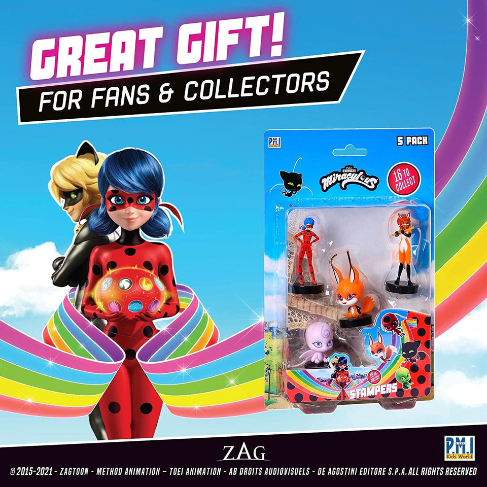 Miraculous Ladybug Stamps 5pk Birthday Party Supplies Favors Figure Set PMI International