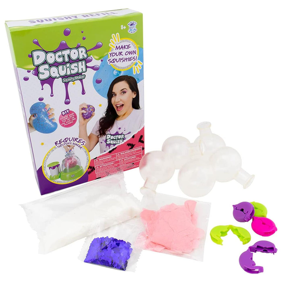 Doctor Squish Squishy Maker Refill 6-Pack Kids Sparkle Slime Party Crafts Mighty Mojo