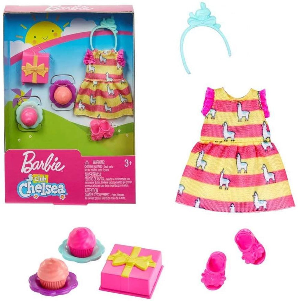 Barbie Club Chelsea Birthday Doll Accessories Pack Llama Dress GHV61 Mattel