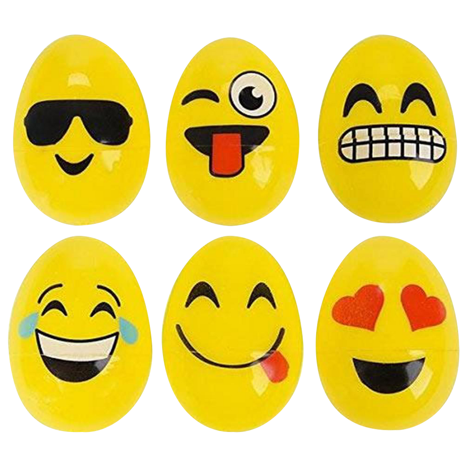 Plastic Easter Egg Hunt Set Emoji Faces 48 count