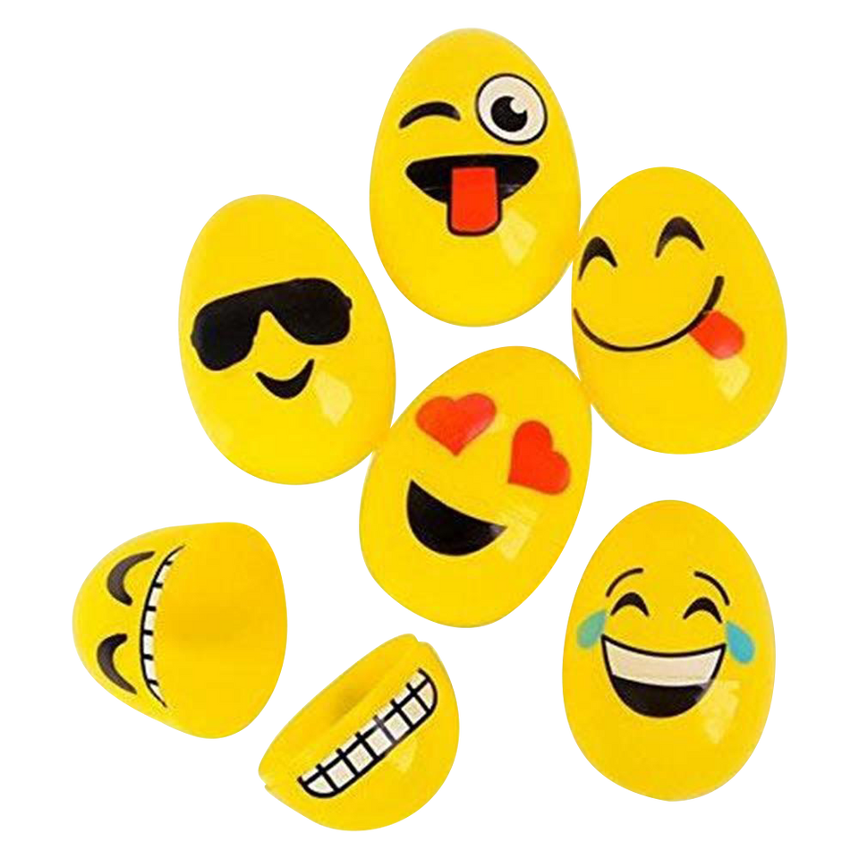 Plastic Easter Egg Hunt Set Emoji Faces 48 count