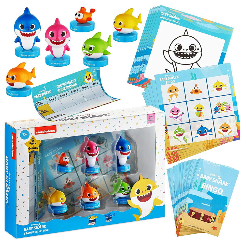 Baby Shark Game Character Bingo Cards Coloring Stampers Figure Play Set PMI International