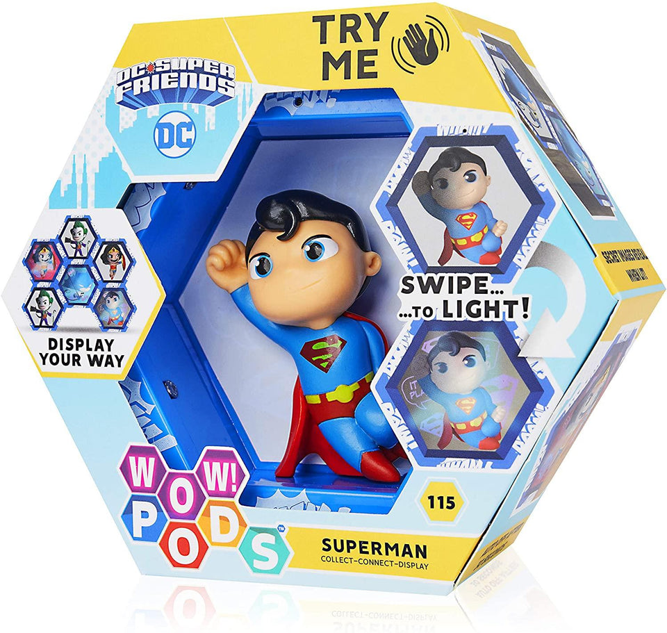 WOW Pods DC Universe Superman Swipe Light-Up Connect Figure Superhero Collectible Figure