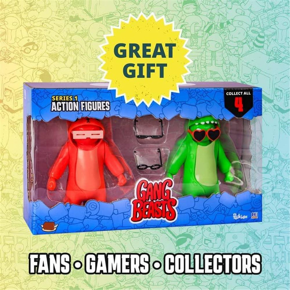 Gang Beasts Red Cat Green Dinosaur Suit 2pk Action Figures Game Fighter Characters Set PMI International