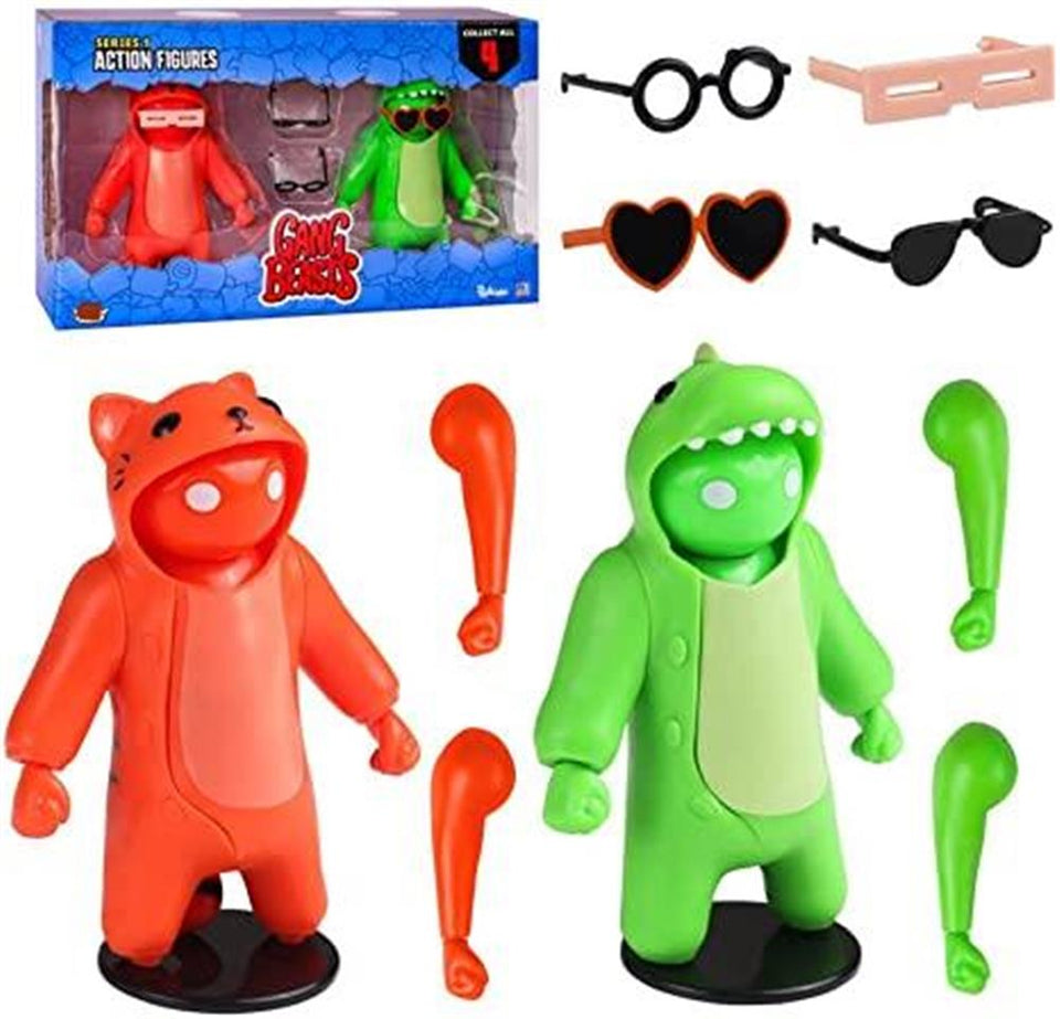 Gang Beasts Red Cat Green Dinosaur Suit 2pk Action Figures Game Fighter Characters Set PMI International
