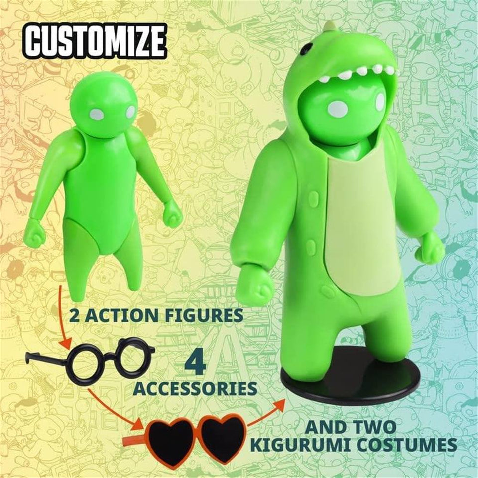 Gang Beasts Red Cat Green Dinosaur Suit 2pk Action Figures Game Fighter Characters Set PMI International