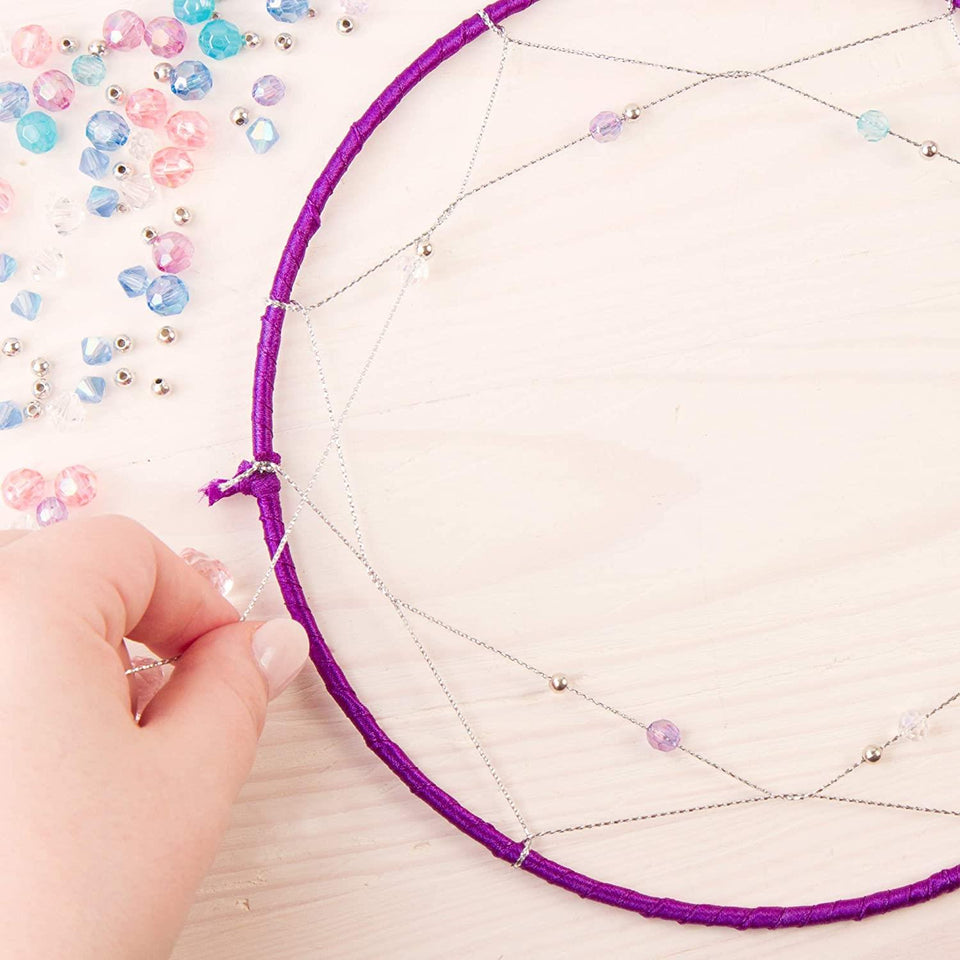 DIY Dreamcatcher Arts & Crafts Kit Hoop Strings Ribbons Beads Butterfly Pin