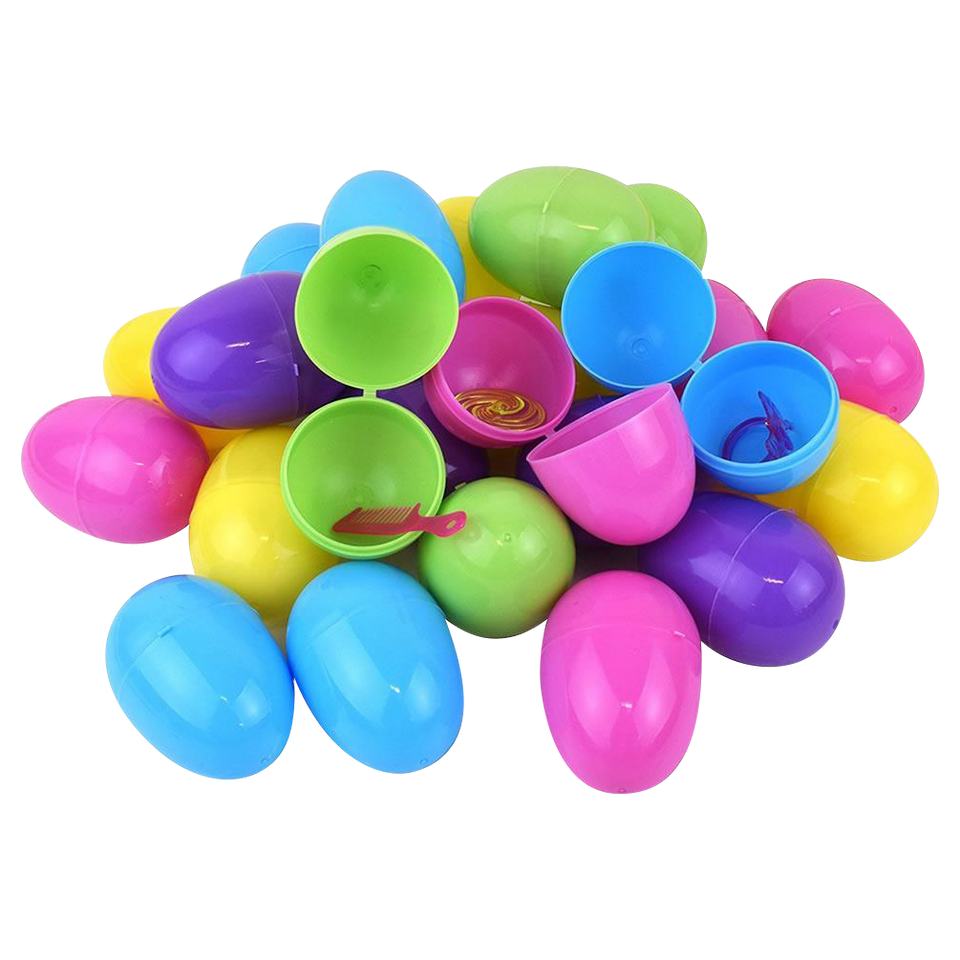 Easter Eggs with Surprise Toy 24-Pack Colorful Kids Party Favor Baskets Game