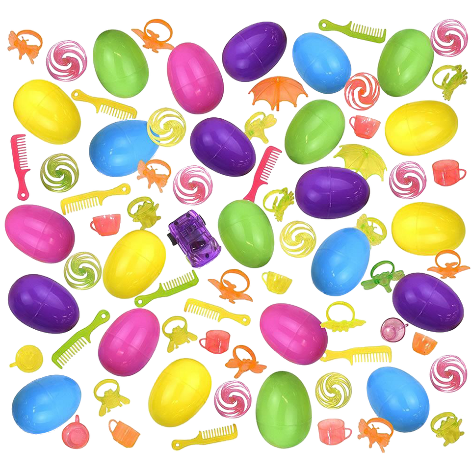 Easter Eggs with Surprise Toy 24-Pack Colorful Kids Party Favor Baskets Game
