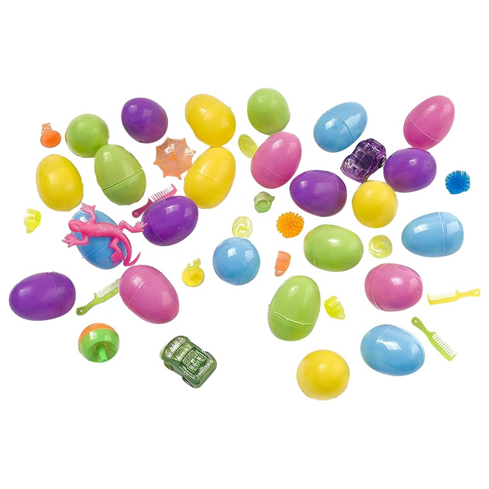 Easter Eggs with Surprise Toy 24-Pack Colorful Kids Party Favor Baskets Game