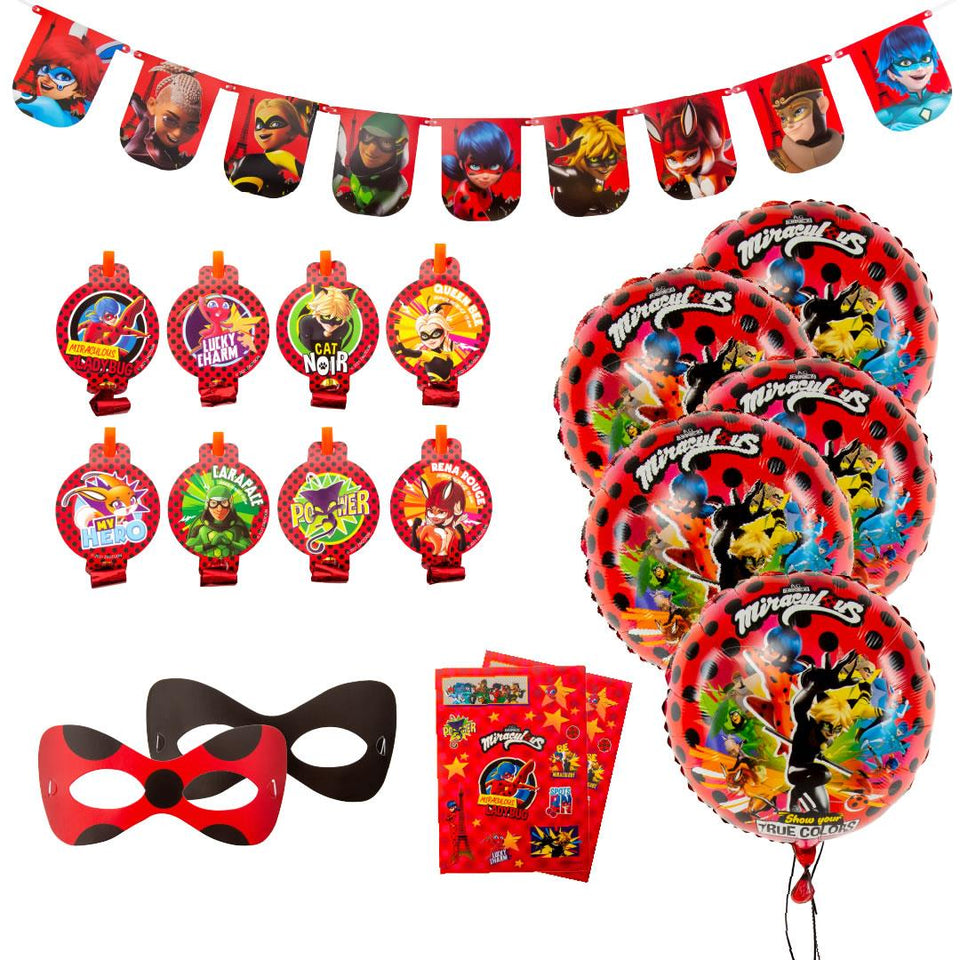 Miraculous Ladybug 17" Mylar Balloons 5pk Cat Nior Kids Party Supplies Mighty Mojo