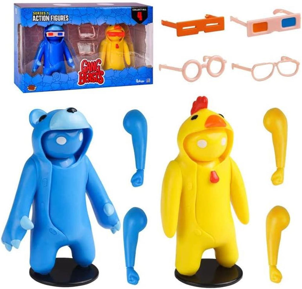 Gang Beasts Blue Bear Yellow Chicken Set Action Figures Game Fighter 2pk PMI International