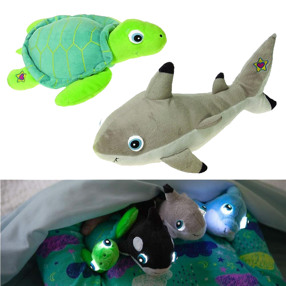 NightBuddies Baby Sea Turtle & Shark 2pk Light-Up Plush Animal Toy Set