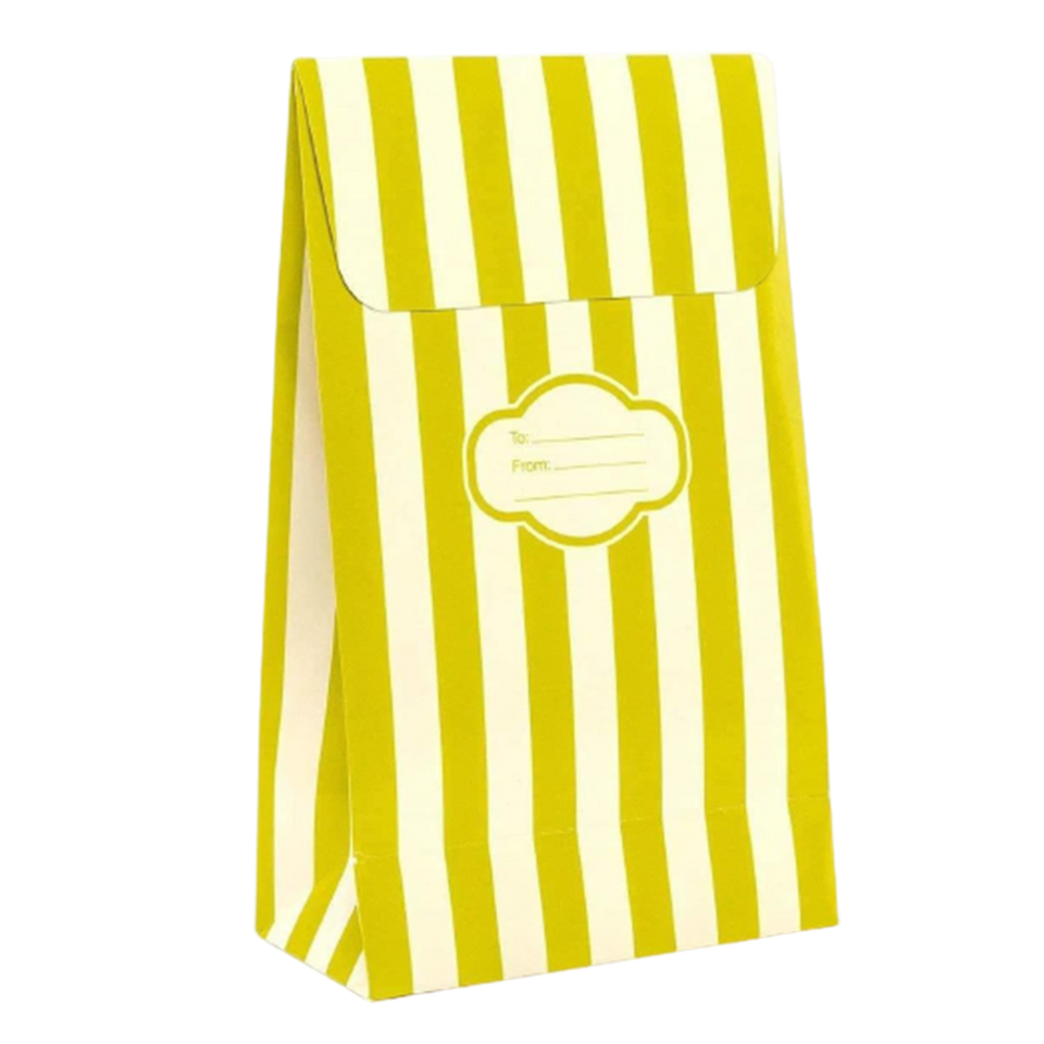 Peel & Seal Gift Wrap Bag Green Stripe 12pk Medium No-Wrap
