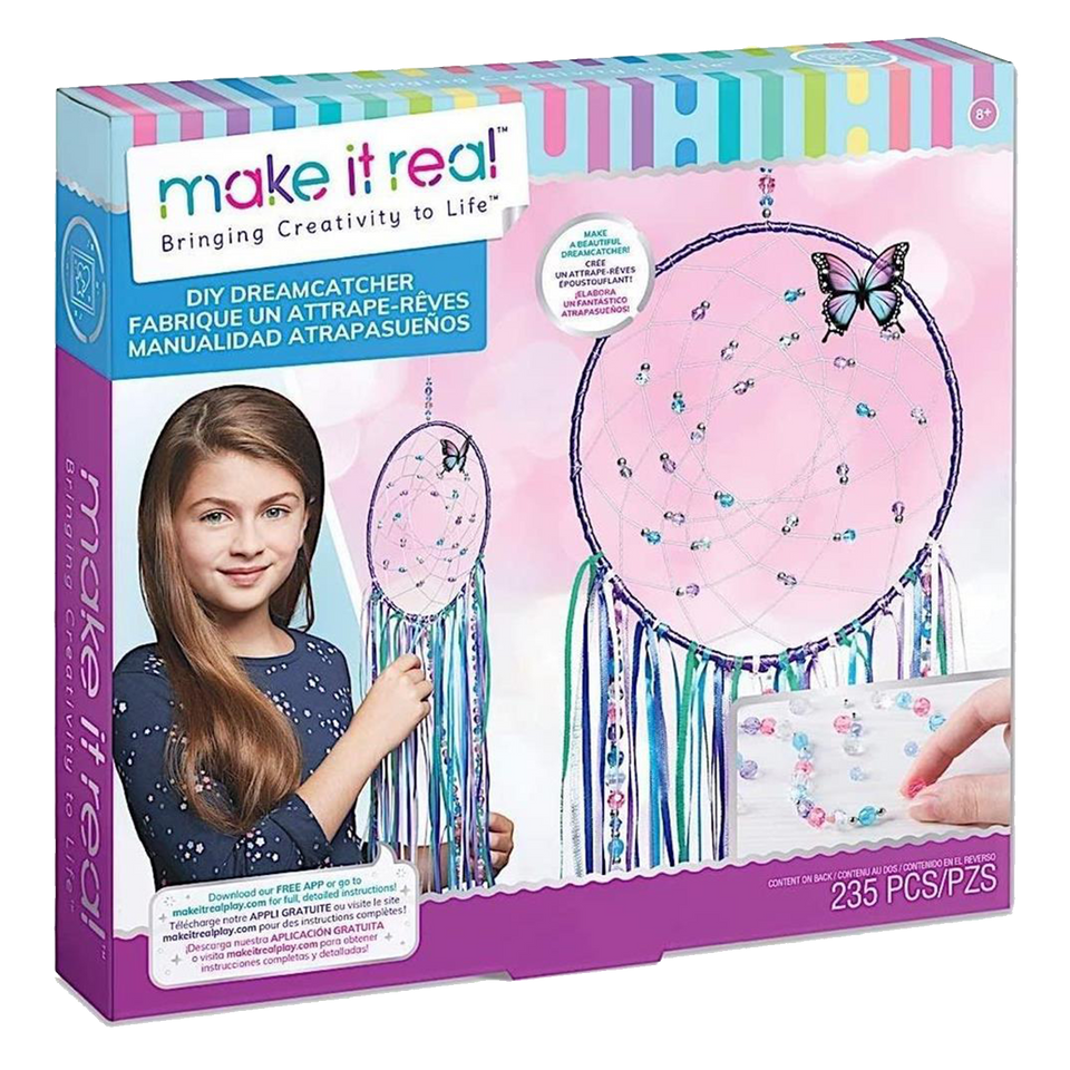 DIY Dreamcatcher Arts & Crafts Kit Hoop Strings Ribbons Beads Butterfly Pin