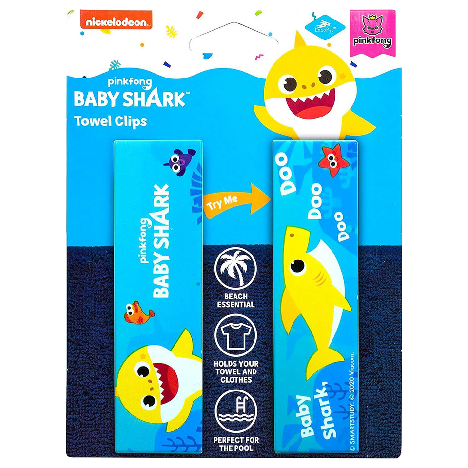 Pinkfong Baby Shark Towel Clips Blue Secure Bag Lounge Chair Protection Accessory