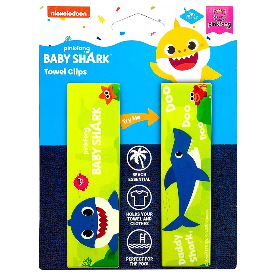 Pinkfong Daddy Baby Shark Towel Clips Green Secure Bag Lounge Chair Protection Accessory