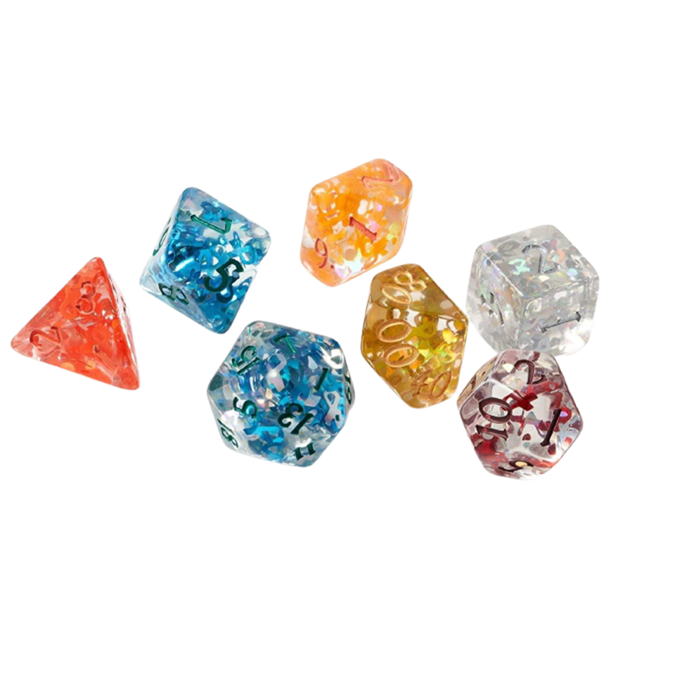 Cancer Awareness Charity D20 8pc Semi-Translucent Dice Set
