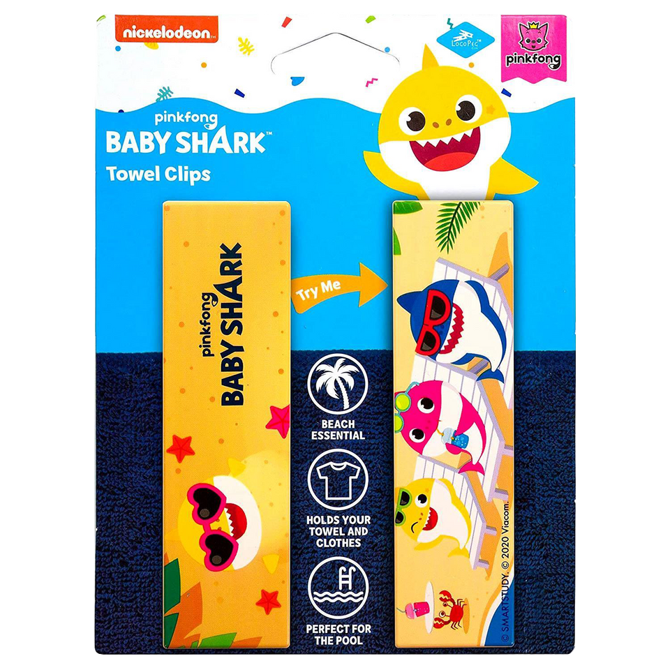 Pinkfong Baby Shark Towel Clips Yellow Secure Bag Lounge Chair Protection Accessory