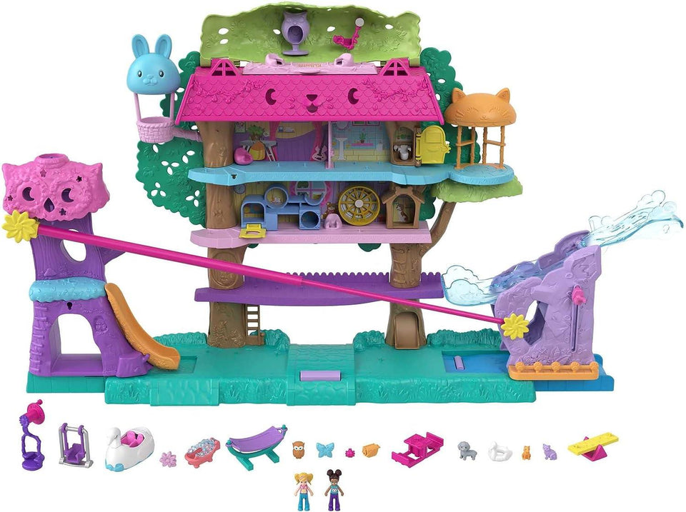 Polly Pocket Pet Adventure Treehouse Playset Furniture Dolls Car Accessories Mattel