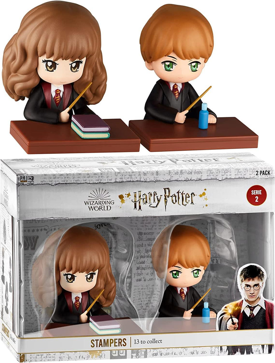 Hermione Granger & Ron Weasley Ink Stampers Figures w/ Potions Harry Potter Movie Characters PMI International