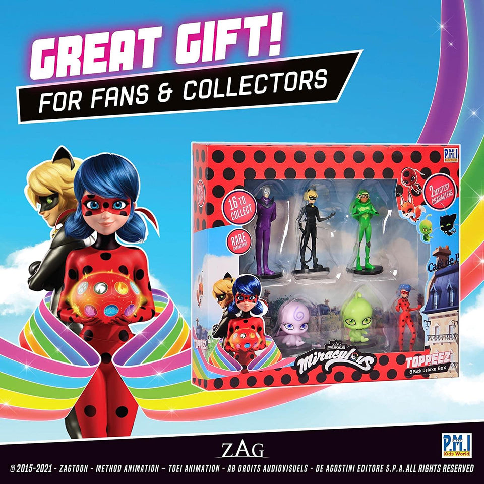 Miraculous Ladybug Pencil Toppers 8pk Hawk Moth Cat Nior Party Favors Figure Set PMI International