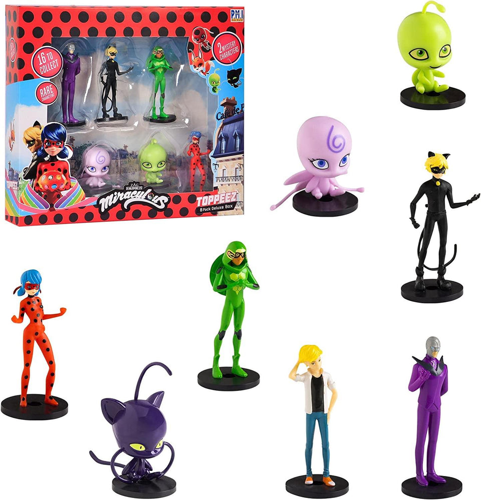 Miraculous Ladybug Pencil Toppers 8pk Hawk Moth Cat Nior Party Favors Figure Set PMI International