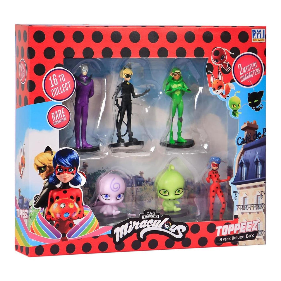 Miraculous Ladybug Pencil Toppers 8pk Hawk Moth Cat Nior Party Favors Figure Set PMI International