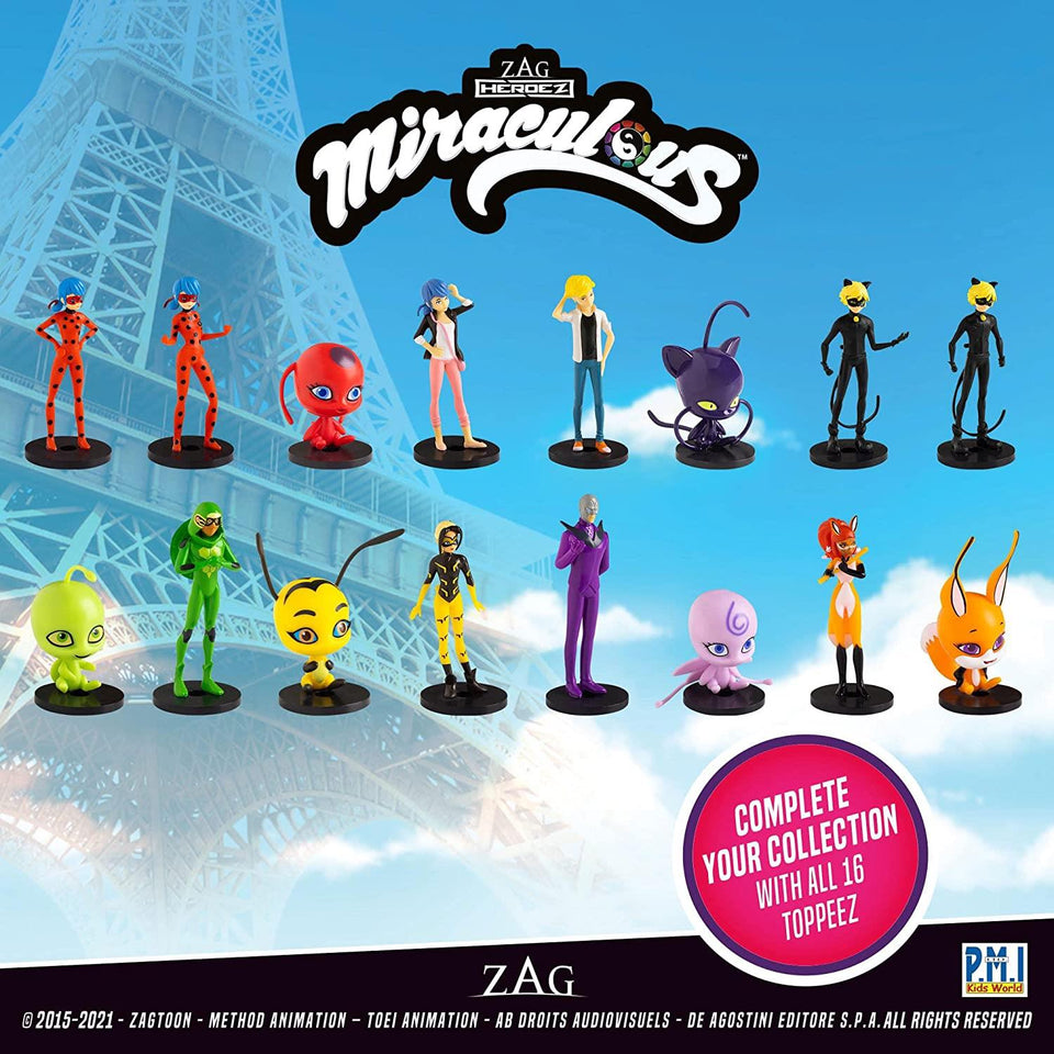 Miraculous Ladybug Pencil Toppers 8pk Hawk Moth Cat Nior Party Favors Figure Set PMI International