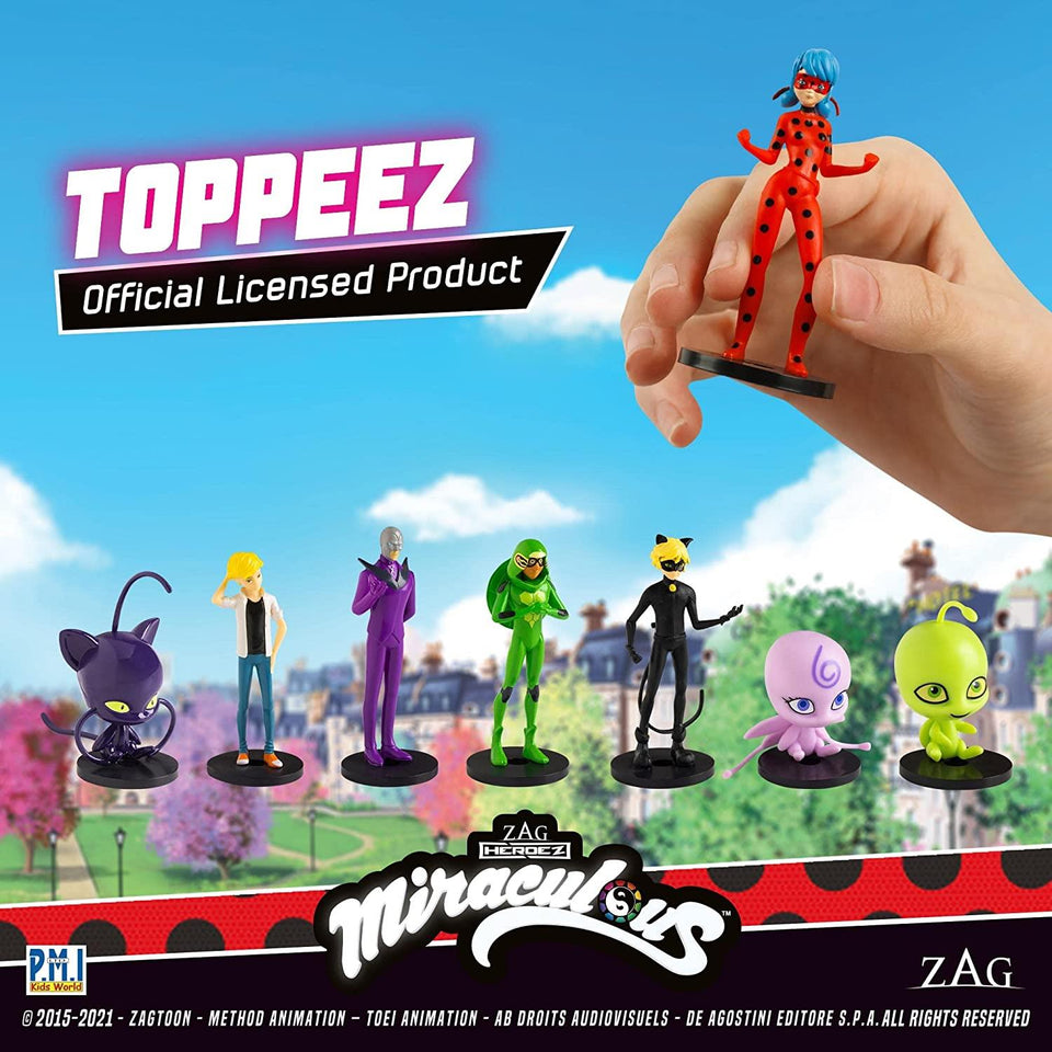 Miraculous Ladybug Pencil Toppers 8pk Hawk Moth Cat Nior Party Favors Figure Set PMI International