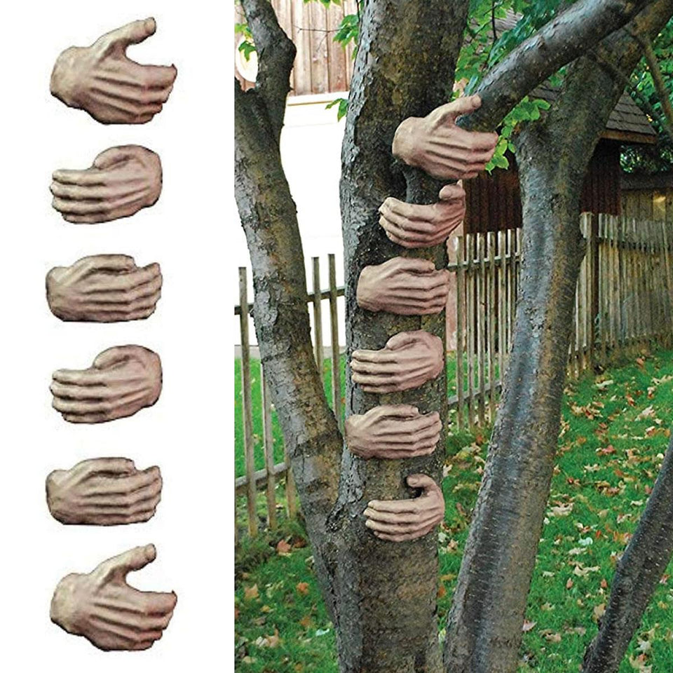 Tree Trunk Gripping Hands Decoration 6ct Set Eerie Lawn Halloween Decor Spooky Prop Seasons W81524