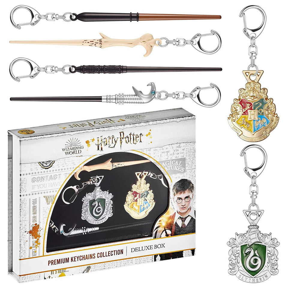 Harry Potter Wand Keychains 6pk Hogwarts Slytherin Crest Voldemort Severus Lucius Draco PMI International