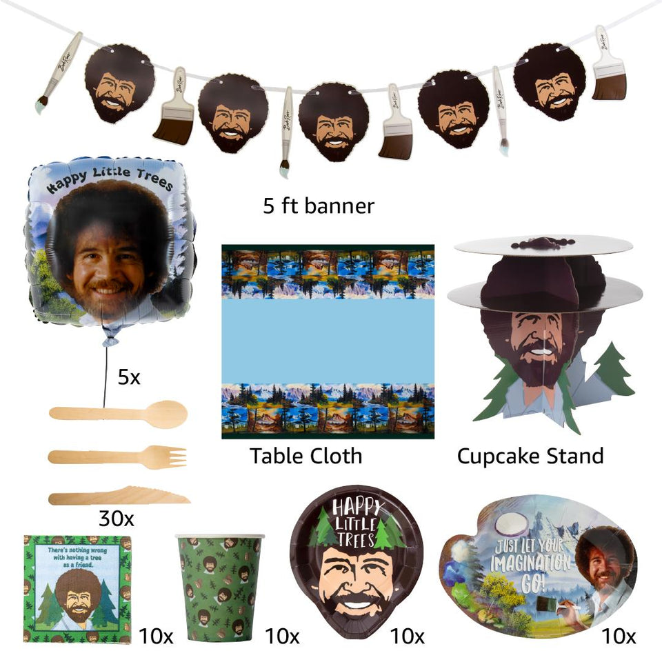 Bob Ross Party in a Box Birthday Joy of Painting Decor Kit Mighty Mojo