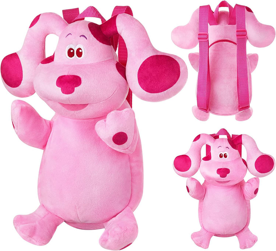 Blue's Clues Blue & Magenta Plush Dog Backpack Set Animated Charactor Nickelodeon Kids Show PMI International
