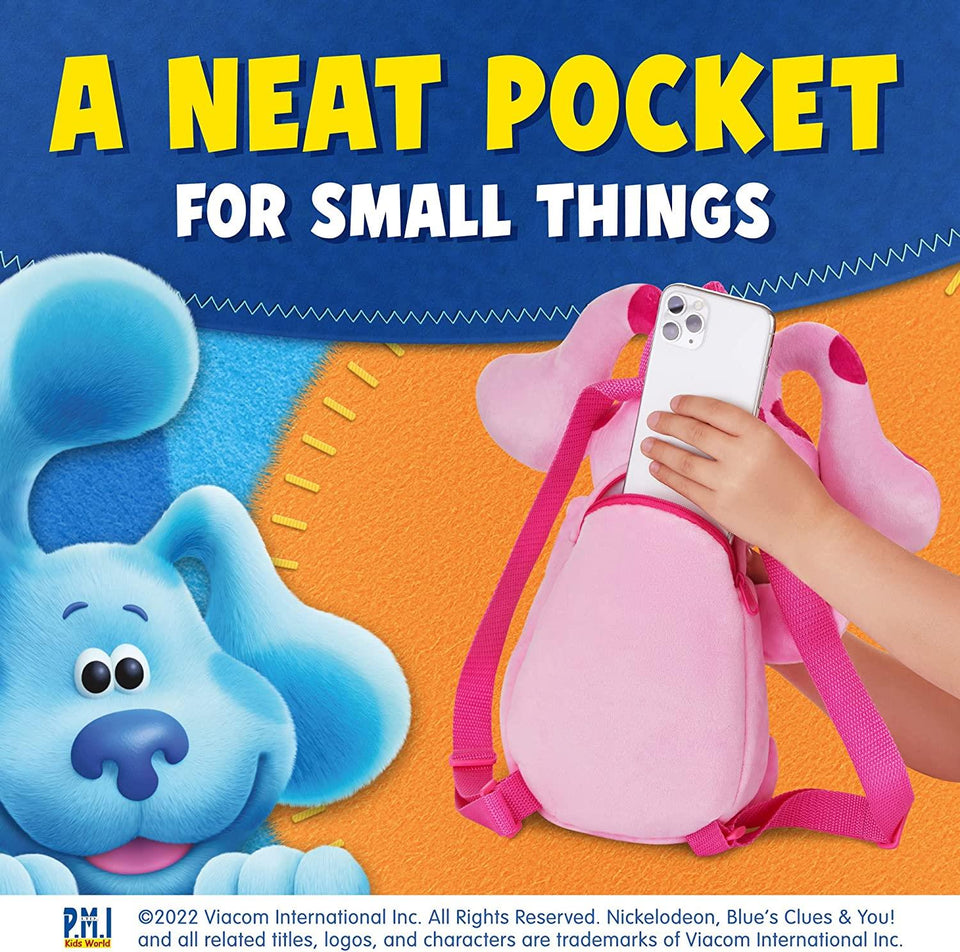 Blue's Clues Blue & Magenta Plush Dog Backpack Set Animated Charactor Nickelodeon Kids Show PMI International