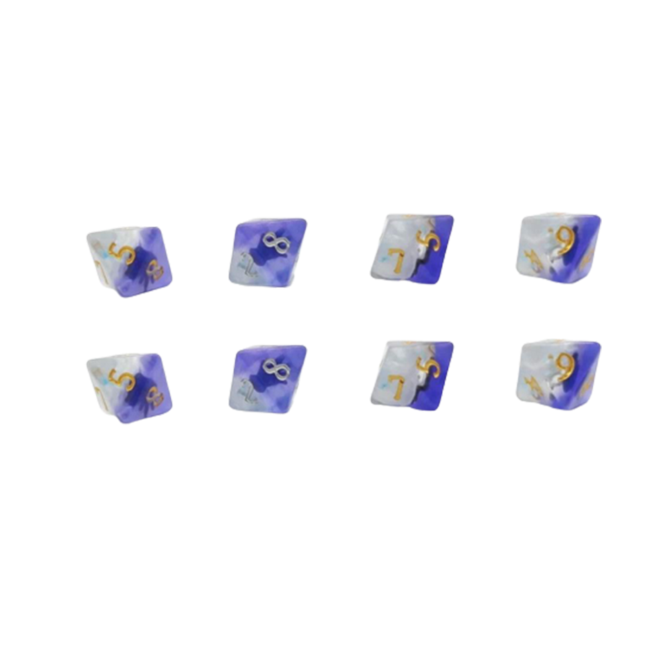 Healing Hands D8 8pc Blue Semi-Translucent Dice Set D&D Role Playing Game Accessory