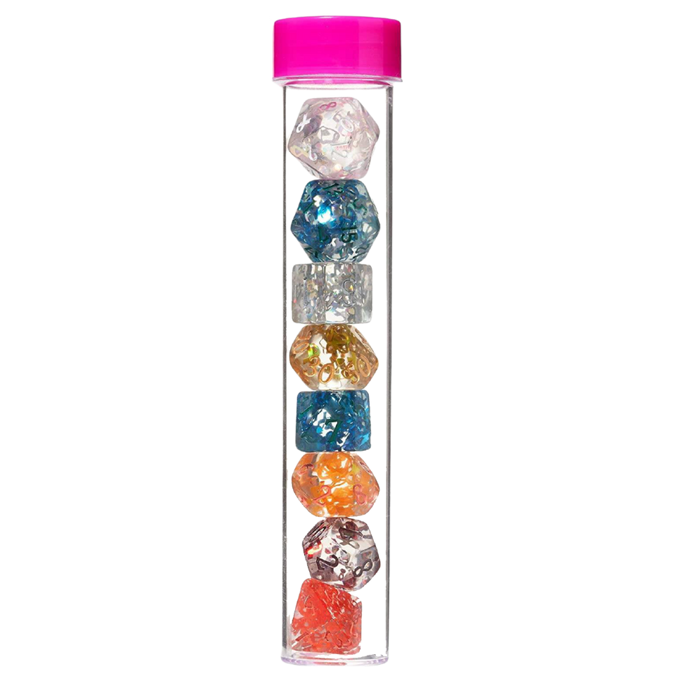 Cancer Awareness Charity D20 8pc Semi-Translucent Dice Set