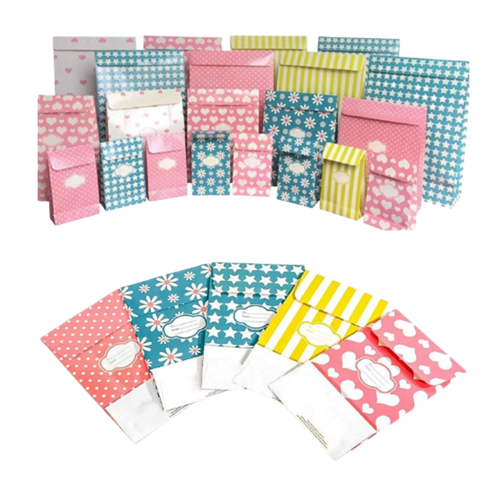 Peel & Seal Gift Bag Pink Polka Dots 12pk Small No-Wrap Present