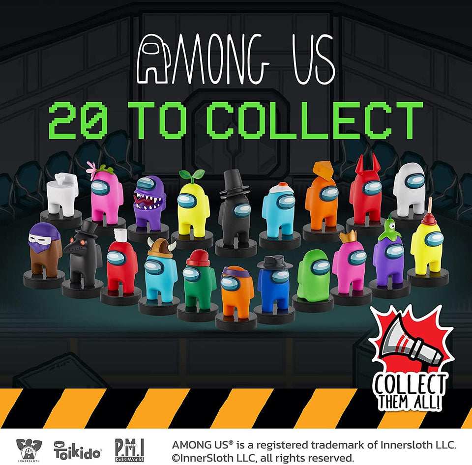 Among Us Crewmates Stampers 8pk White Dead Fortegreen Viking Pink Assorted Figures Box PMI International