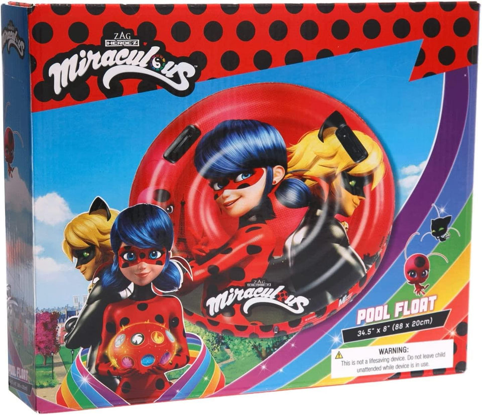 Miraculous Ladybug & Cat Noir Ring Float Pool Raft Inflatable Tube 30" Mighty Mojo