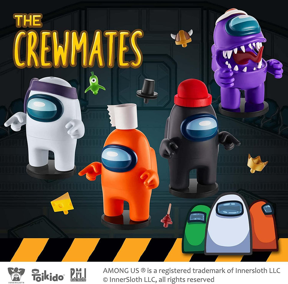 Among Us Crewmate Stamper 4pk Black White Purple Orange 5" Figure Astronaut Set PMI