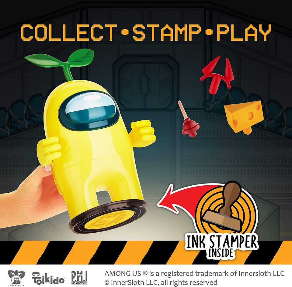 Among Us Stamper Yellow Crewmate Plant Hat 7" Video Game Character Figure PMI International