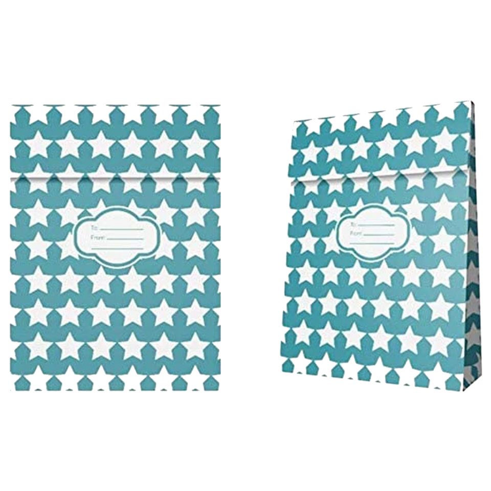 Peel & Seal Gift Bag Blue Stars 12pk Medium No-Wrap Present
